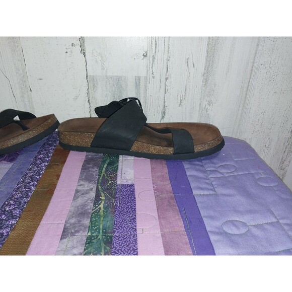 White Mountain Harley Footbed Sandals Black Leather Nubuck womens 9m - Picture 5 of 13